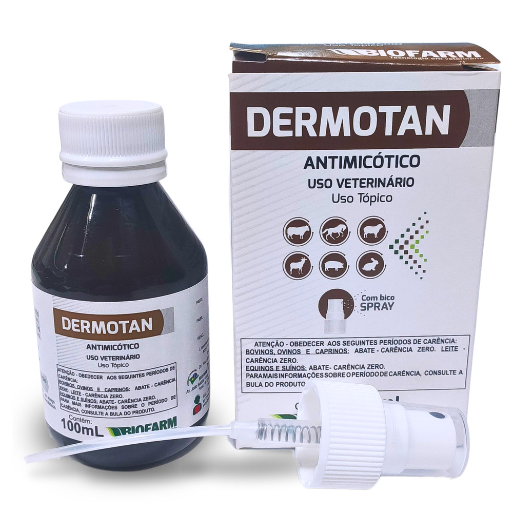 Dermotan Dermatite Alergia Fungos Animais Antimicótico 100ml PADRAO ...