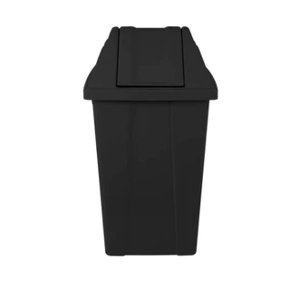Lixeira 60L quadrada preta com tampa basculante para coleta seletiva, escritórios, restaurantes, condomínios Q60P JSN