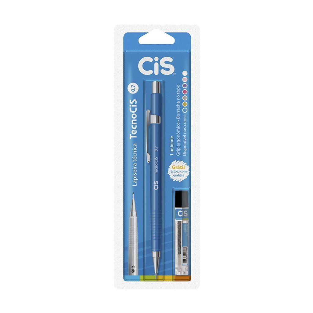 Lapiseira Cis 0.7mm Azul com Mina Refil 0.7mm | Shopee Brasil