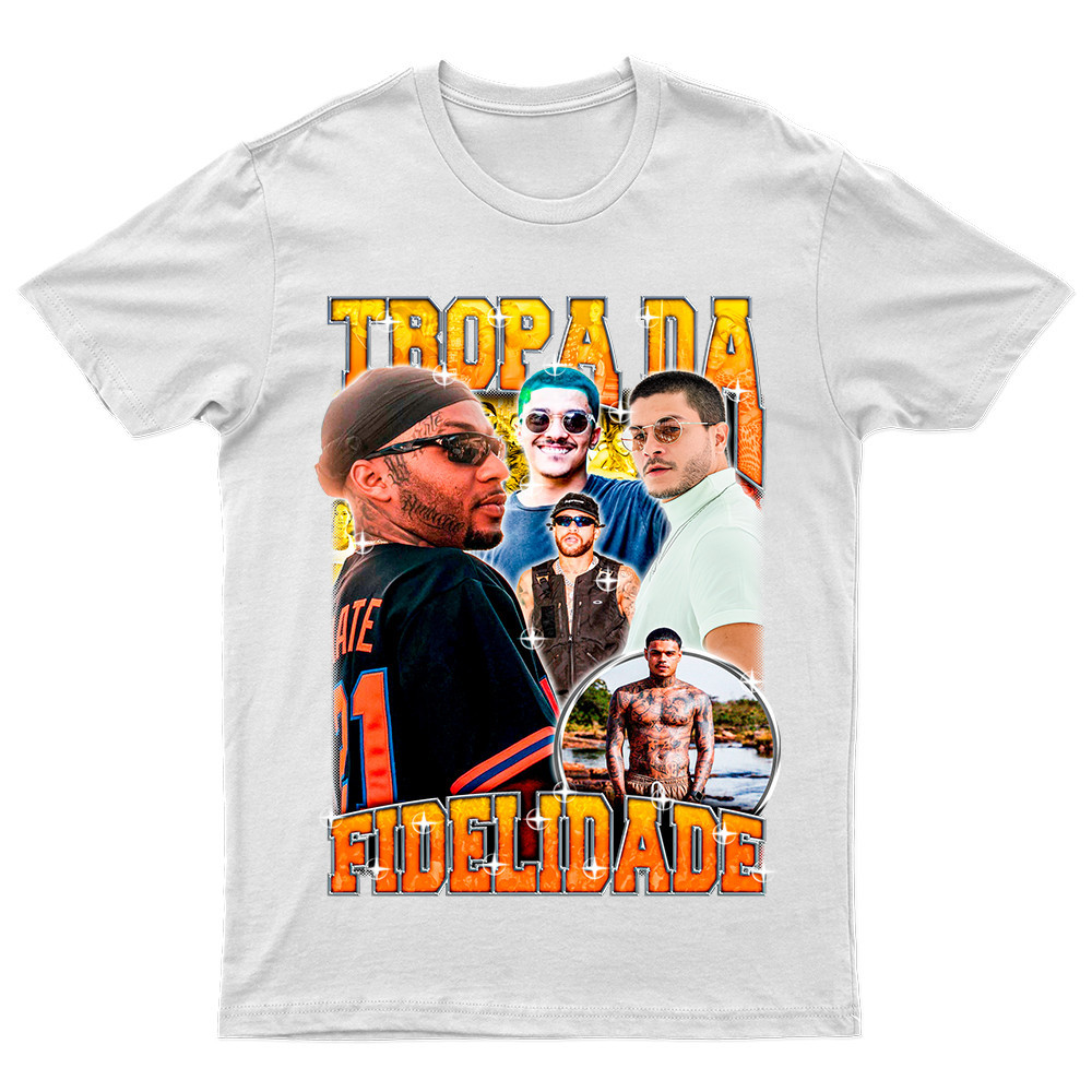 Camiseta 100% Algodão Fio 30.1 Tropa da Fidelidade Neymar Chico Moedas Artur Aguiar