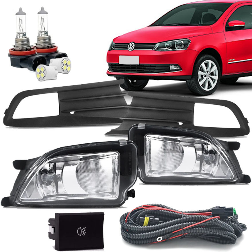 Kit Farol De Milha Gol Voyage G6 2012 2013 2014 2015 2016 Botão Original + Lâmpada