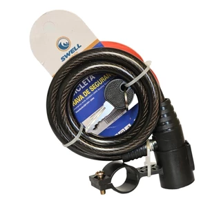 Cadeado Tranca de Bicicleta e Moto Grosso Cabo Aço 12mm X 1Mt Com 2 Chaves
