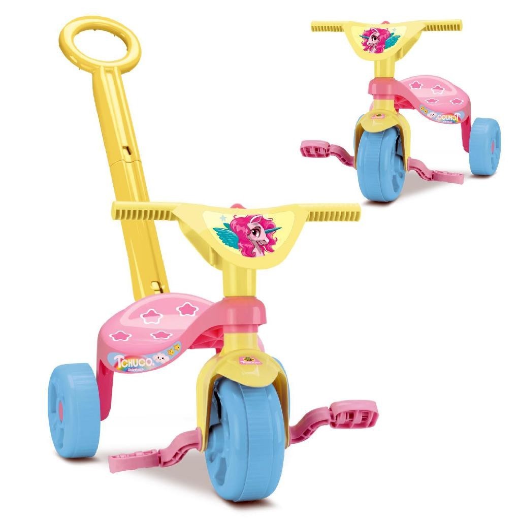Brinquedo Velotrol Triciculo Tchuco Rosa Totoka Menina Haste | Shopee ...