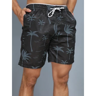 CHENGHONG Short de praia masculinas estampadas Árvore com bolso