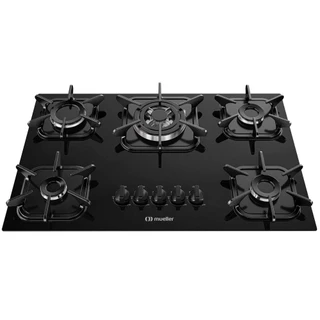 Cooktop a gás Mueller 5 bocas Preto com Queimador Tripla chama Bivolt
