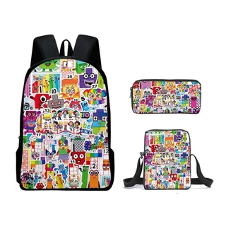 Numberblocks Mochila Cartoon School Bag 3-Piece Set