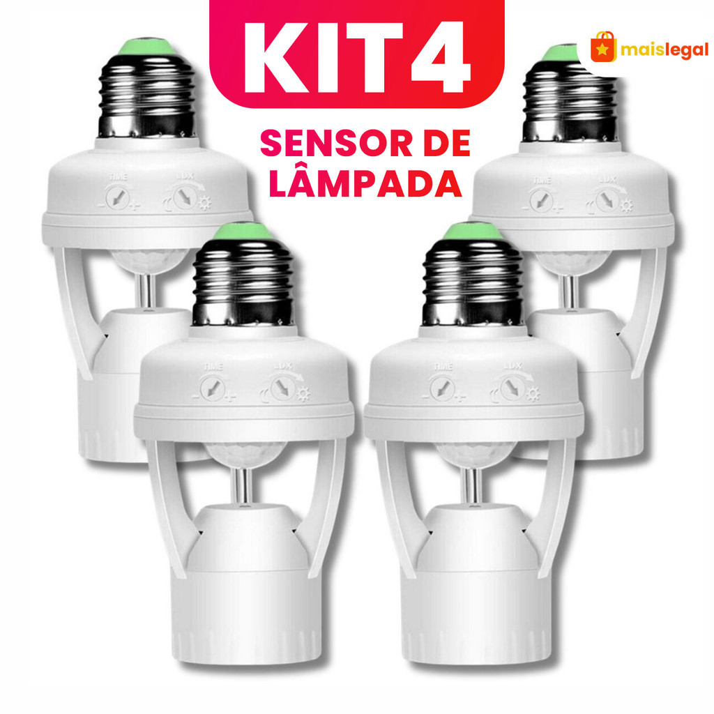 KIT Sensor De Presença Com Fotocélula Para Lâmpada Soquete