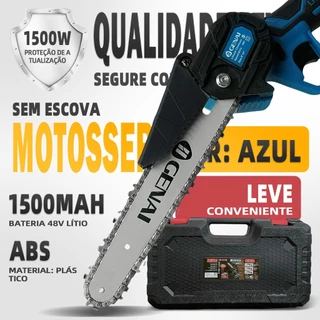 Motosserra 48v Elétrica 6 E 8 Polegadas Com 2 Baterias Maleta Transporte