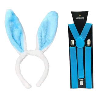 Kit: Tiara De Coelho Azul E Suspensório Azul Para Meninos em Oferta na Shopee