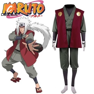 Anime NARUTO Jiraiya Cosplay Fato De Fantasia Completo Para Homem Manga Longa Ninja Batalha Festa Uniforme