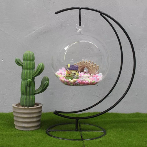 Suporte De Ferro Lua Decoração Pendurar Flor Terrário 81301