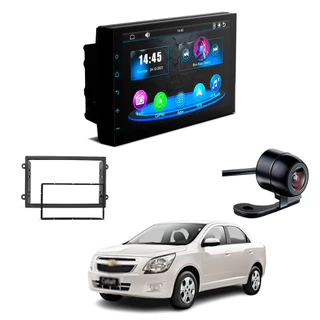 Kit Central Multimídia MP5 CarPlay Moldura Cobalt 2013 à 2015 7 Polegadas + Câmera de Ré Borboleta