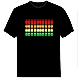Camisa Led Com Limpar Som Ativado E Equalizador De Prato EL Homens Rock Disc Party DJ Tee Top