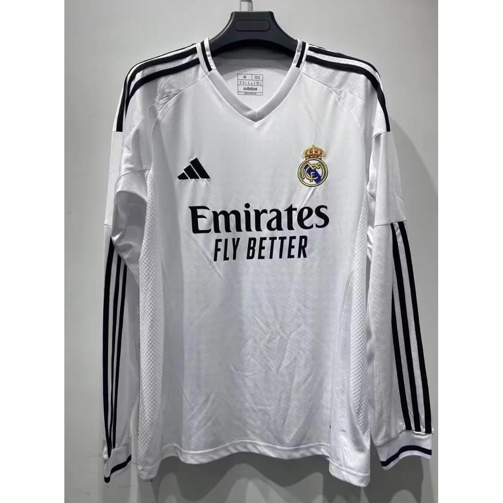 Fã Versão 24-25 Real Madrid Casa Camisa De Futebol Manga Comprida De Alta Qualidade Jersey AAA