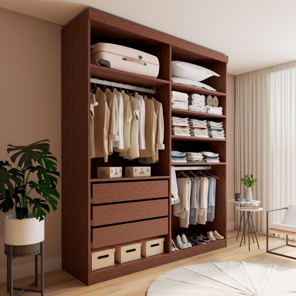 Closet Casal sem Portas 3 Gavetas Roma Cacau | Shopee Brasil
