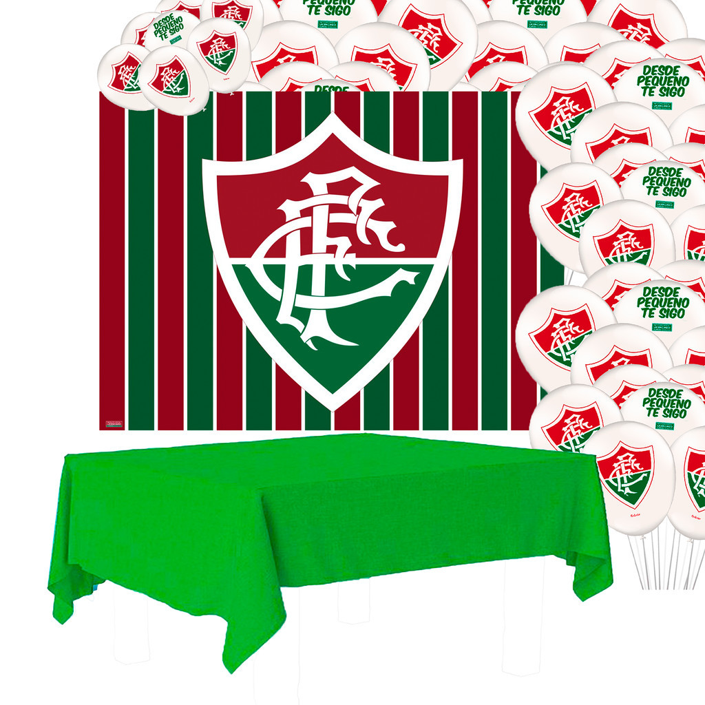 Kit Festa Fluminense Decoração Aniversário Painel +Balão +Toalha Verde