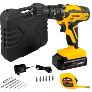 Furadeira Parafusadeira de impacto 3/8" a bateria 12V com acessórios - PFV 012I - Vonder (110V/220V)