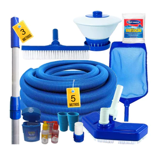 Kit Acessórios Para Limpeza De Piscinas Mangueira 5m