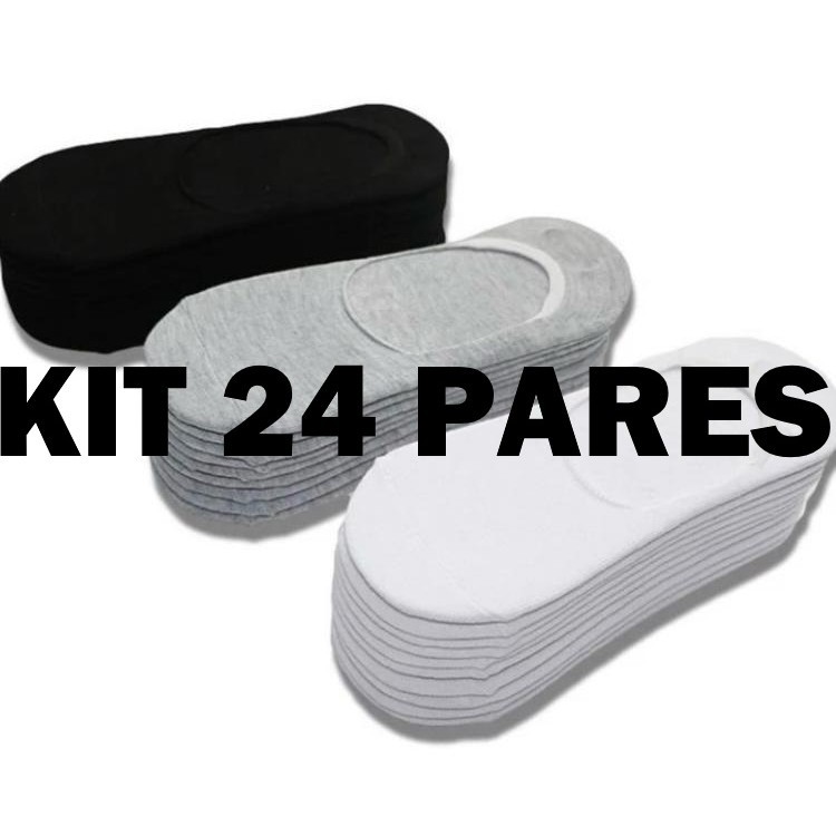 Kit 24 Pares de Meia Sapatilha Soquete Invisível Masculina Feminina Unisex 30-35 e 35-42