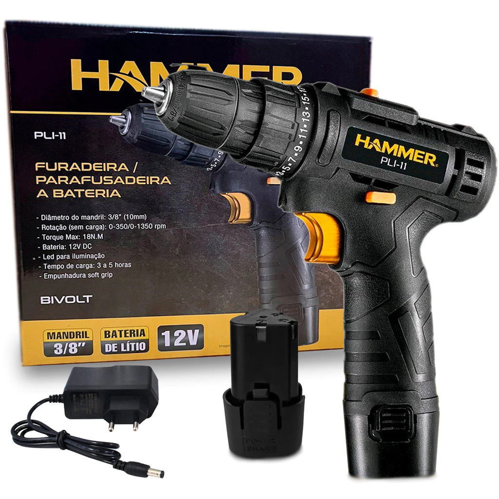 Furadeira Parafusadeira A Bateria 12v Bivolt 3 8 10mm