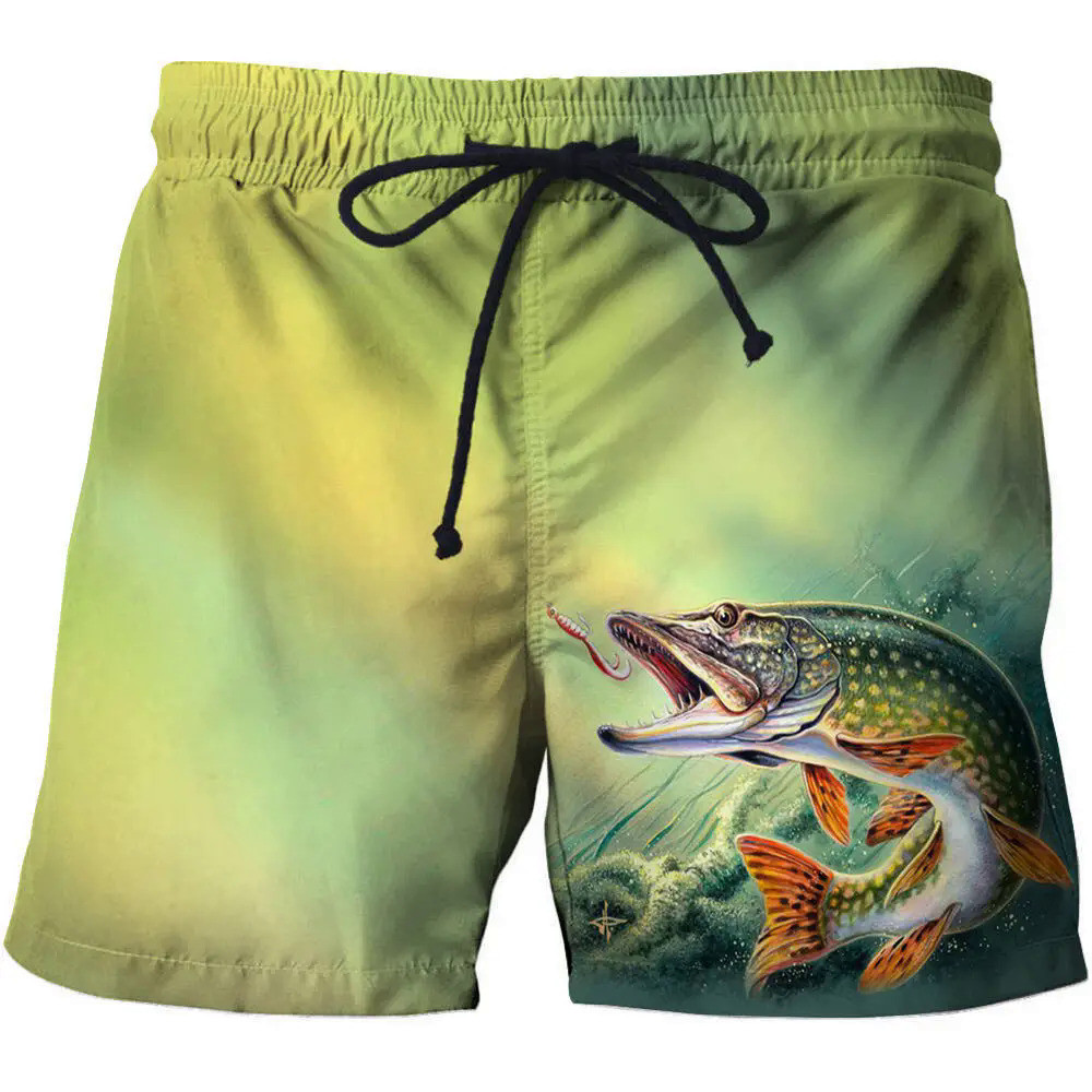 Calções De Praia Masculinos Impressos Em 3D , Verão , Pesca , Unisexo , Animais , Peixe , Folgados , Homens , Esportes , Cintura Alta , Roupa De Banho