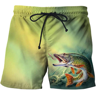 Calções De Praia Masculinos Impressos Em 3D , Verão , Pesca , Unisexo , Animais , Peixe , Folgados , Homens , Esportes , Cintura Alta , Roupa De Banho