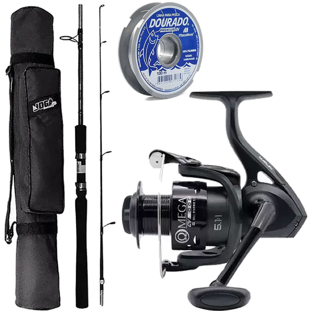 Kit Pesca Molinete Omega 5000 Vara 40lbs Porta Varas