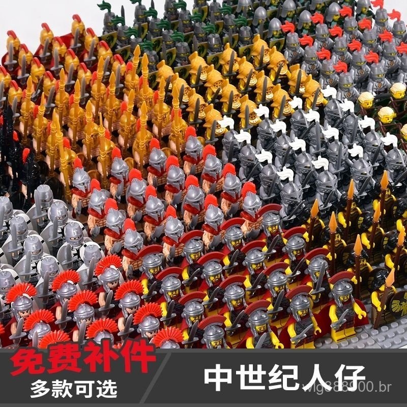 Compatível com LEGO Blocos Medievais Pequeno Cavaleiro Retro Armadura Castelo Militar Roman Anel Blocos de montagem
