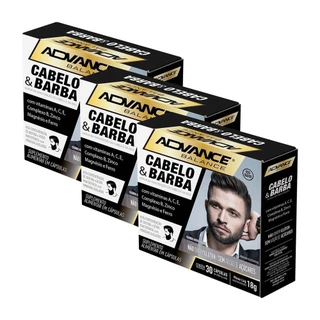 Kit 3 und Cabelo e Barba 600mcg Advance BL 30 cps em Oferta na Shopee