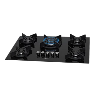 Cooktop a Gás Fischer 5 Bocas Tripla Chama Infinity com Trempe de ferro fundido Mesa Vidro 26298-57077 Bivolt