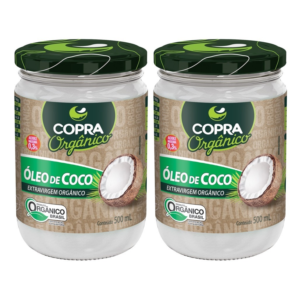 Kit 2 Óleo De Coco Extra Virgem Orgânico 500ml Copra | Shopee Brasil