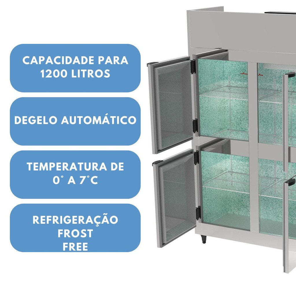 Minicâmara Comercial 1200 L 6 Portas Cegas Inox Câmara Climática