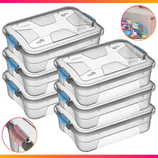 Kit 6 Caixa Organizadora Transparente Multiuso 10 Litros Com Trava