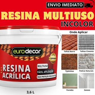 Resina Acrílica 3,6L Eurodecor Base Água Brilhante e Acetinado 1L e 3,6L