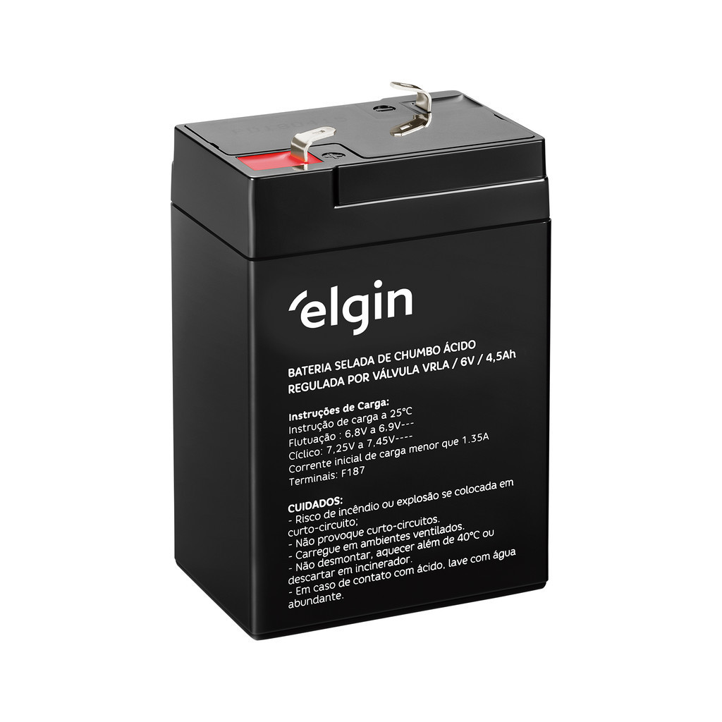 BATERIA SELADA ELGIN 6V 4.5ah ALARME MOTO ELÉTRICA