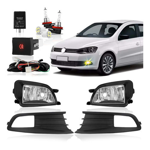 Kit Farol Neblina Gol G6 2013 Moldura Preta Completo