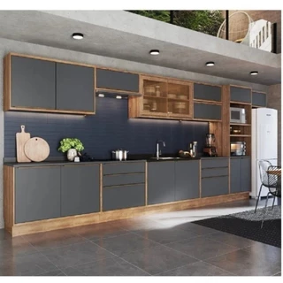 Cozinha Modulada 11 Peças 15 Portas 6 Gavetas com Divisor de Talheres 1 Nicho para Forno Viena 