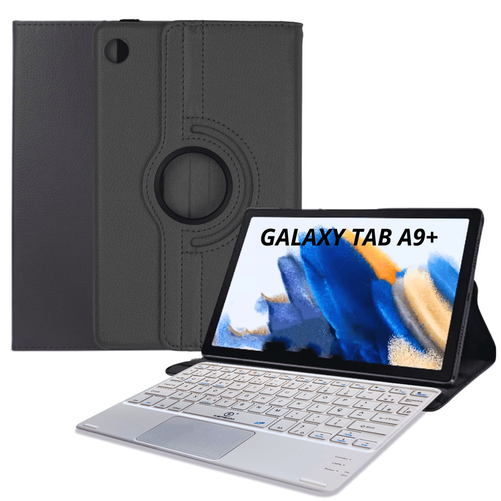 Capa Giratória A9Plus Preto + Teclado Bluetooth Touchpad