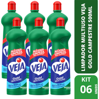 Kit com 6 Limpadores Veja Multiuso Campestre Squeeze 500Ml