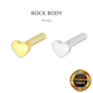 【Rock Body】Haste Para Labret Piercing Titânio Pvd Base Coração