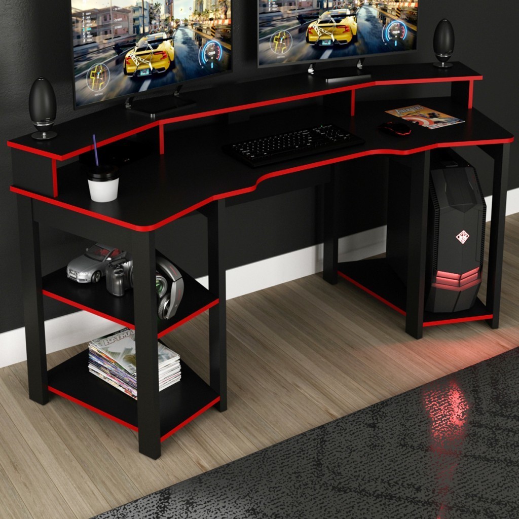 Mesa Gamer Para 2 Monitores 3 Prateleiras ME4167 | Shopee Brasil