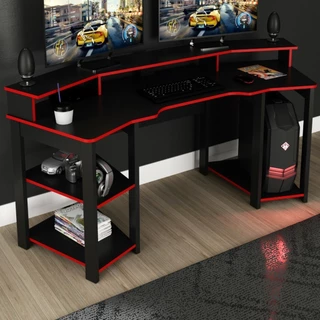 Mesa Gamer para 2 Monitores 3 Prateleiras ME4167
