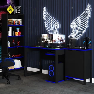 Quarto gamer 3 peças com 1 mesa, 1 estante para livros e 1 armário para escritório Toronto