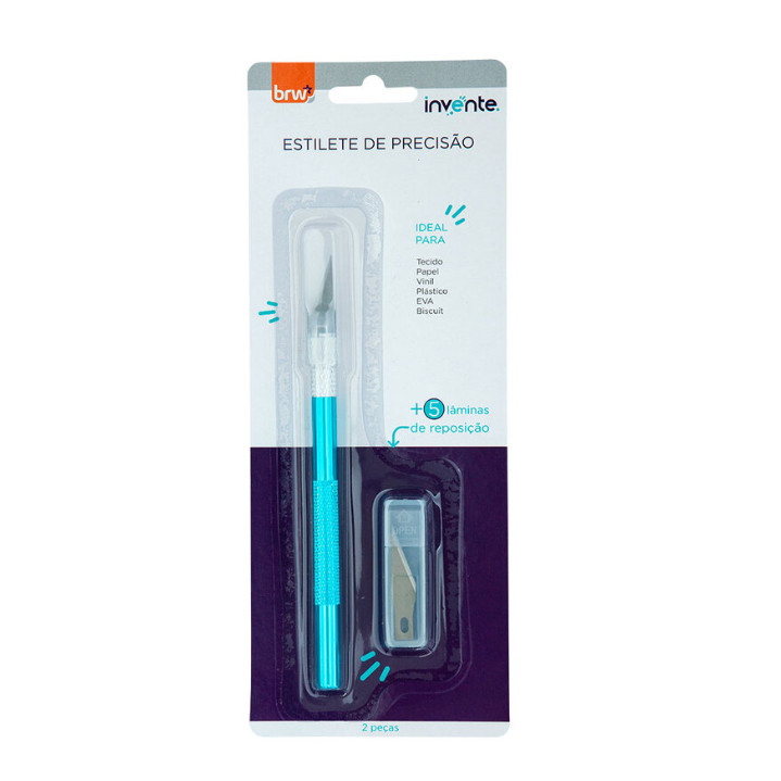 Estilete Bisturi com 6 Lâminas - Estilete de Precisão 14,5cm Invente ...