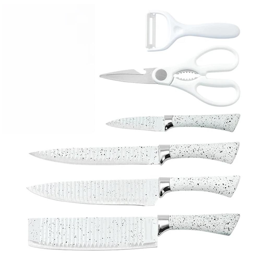 Jogo de Facas 6 Peças Cozinha Cutelo Branco Inox