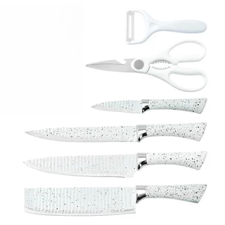 Jogo de Facas 6 Peças Cozinha Cutelo Branco Inox