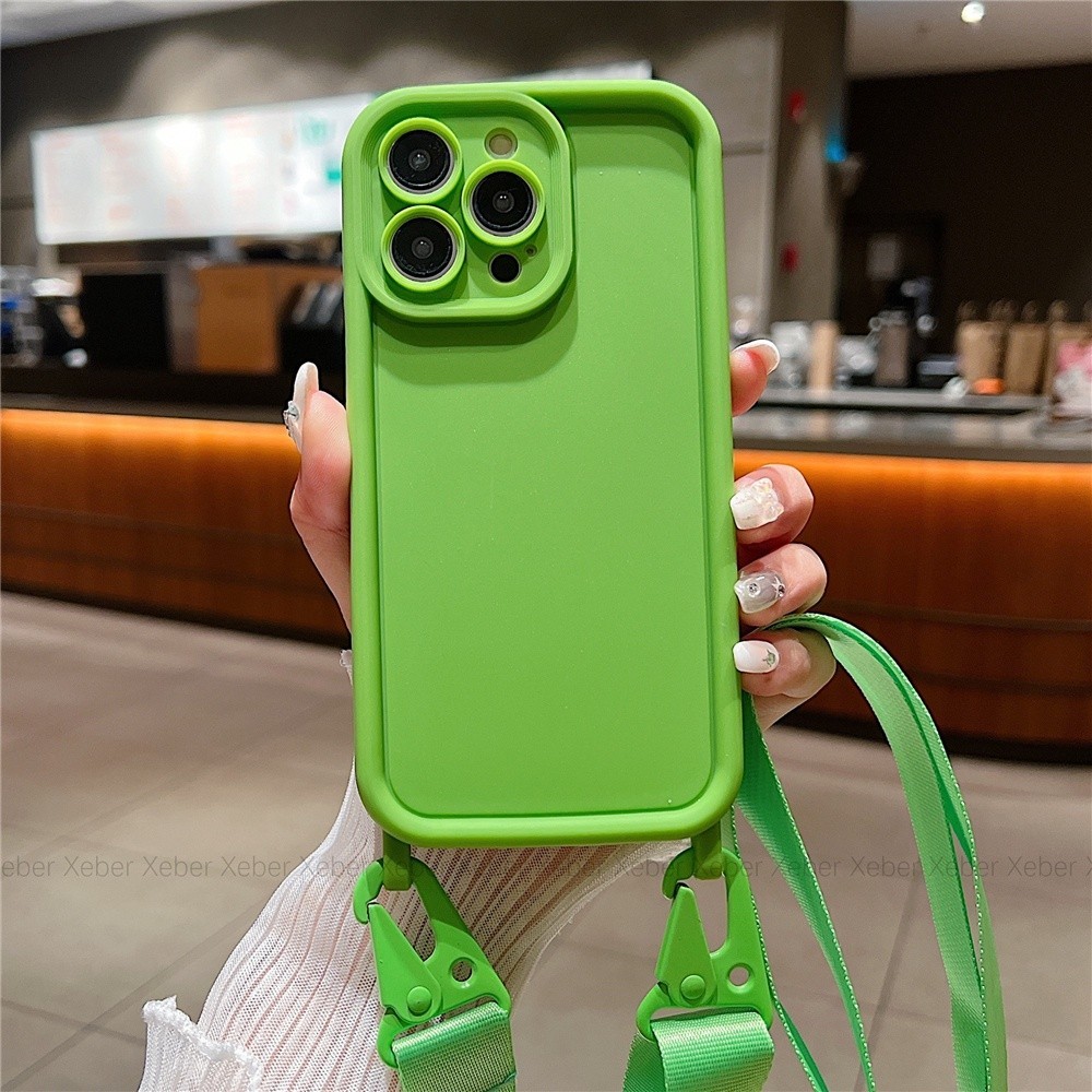INS Crossbody Colar Cordão Caso De Silicone Macio Para iPhone 17
