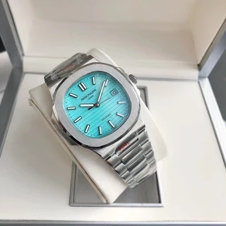 AAA P * PATEK P * PHILIPE Nau * tilus Céu Azul Dial Data Display faz as pessoas se sentirem leves, Business Casual pulseira de aço inoxidável relógio mecânico automático masculino