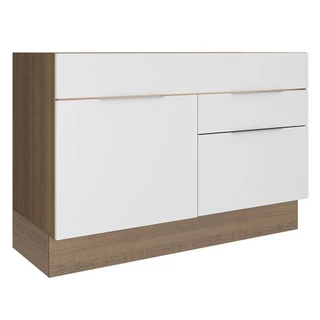Balcão de Pia Madesa Stella 1 Porta e 2 Gavetas - Rustic/Branco em Oferta na Shopee