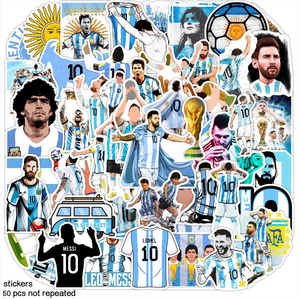 Kit 50 Adesivos Messi Argentina Campeão Mundial de Futebol Copa do Mundo Lembrancinhas Para Crianças